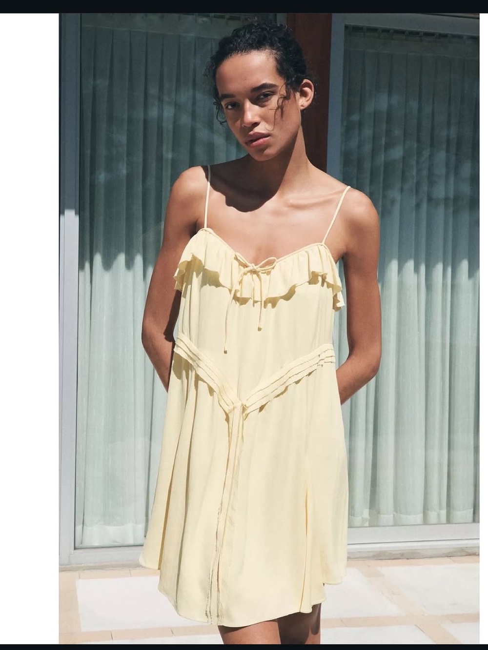Zara Cream Spaghetti Strap Dress